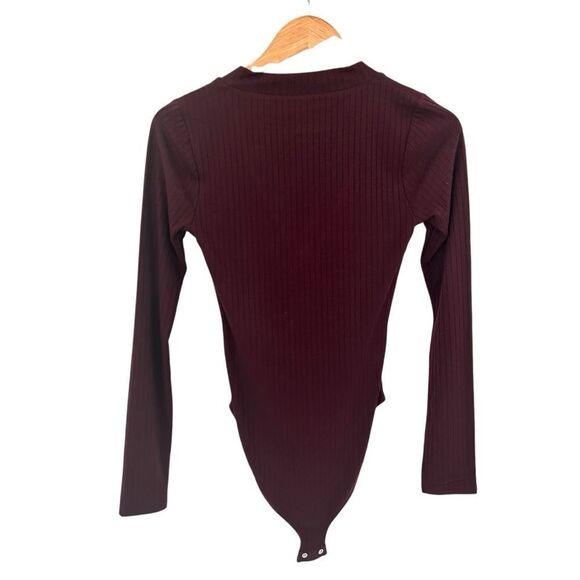 NWT Good American maroon Henley style ribbed bodysuit size extra small - Picture 4 of 7